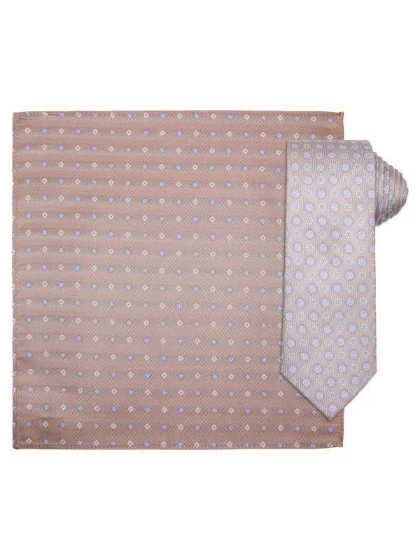 Slips og lommetørkle - taupe prikker made by Brando