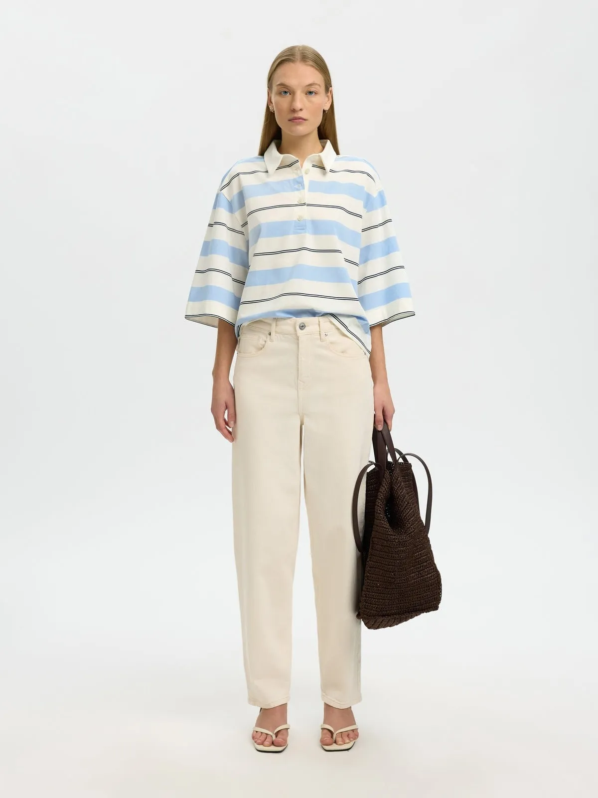 Relaxed mellie polo t-skjorte - egret sold by Brando product image thumbnail 4