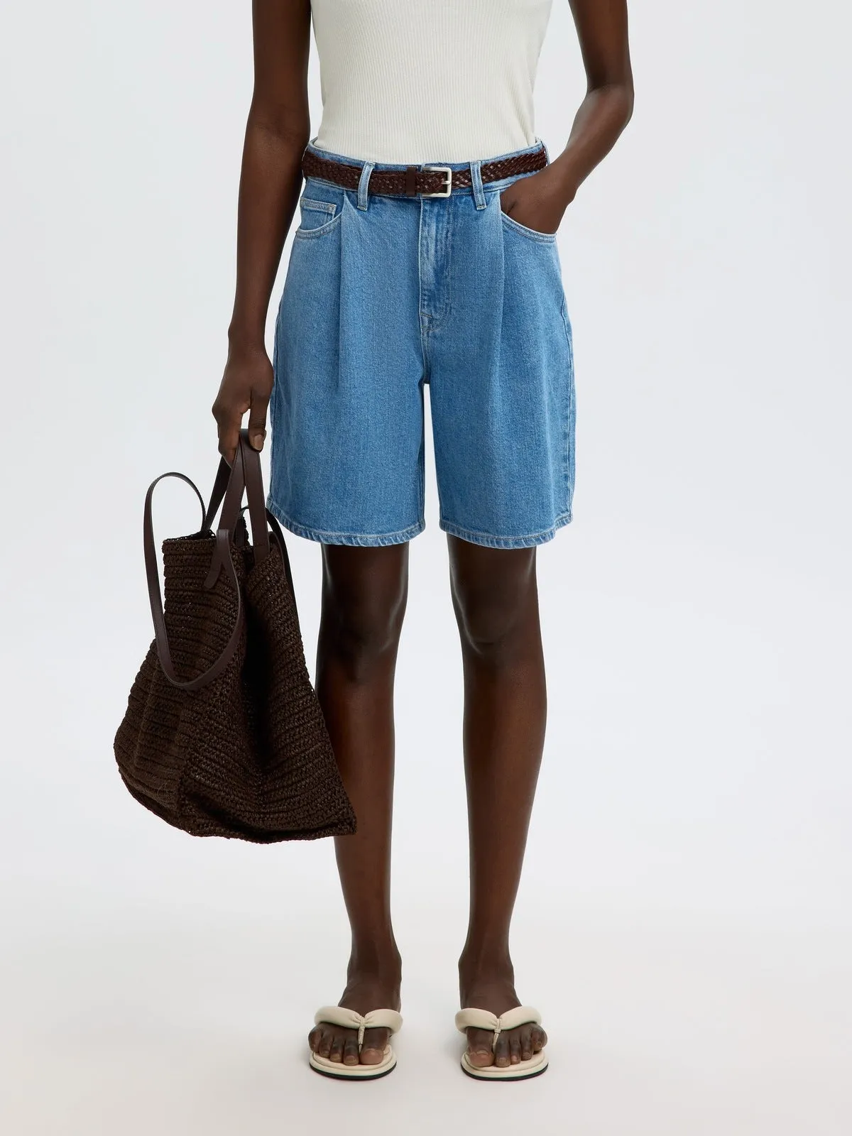 Wide merle denim shorts - Light Blue Denim sold by Brando product image thumbnail 2