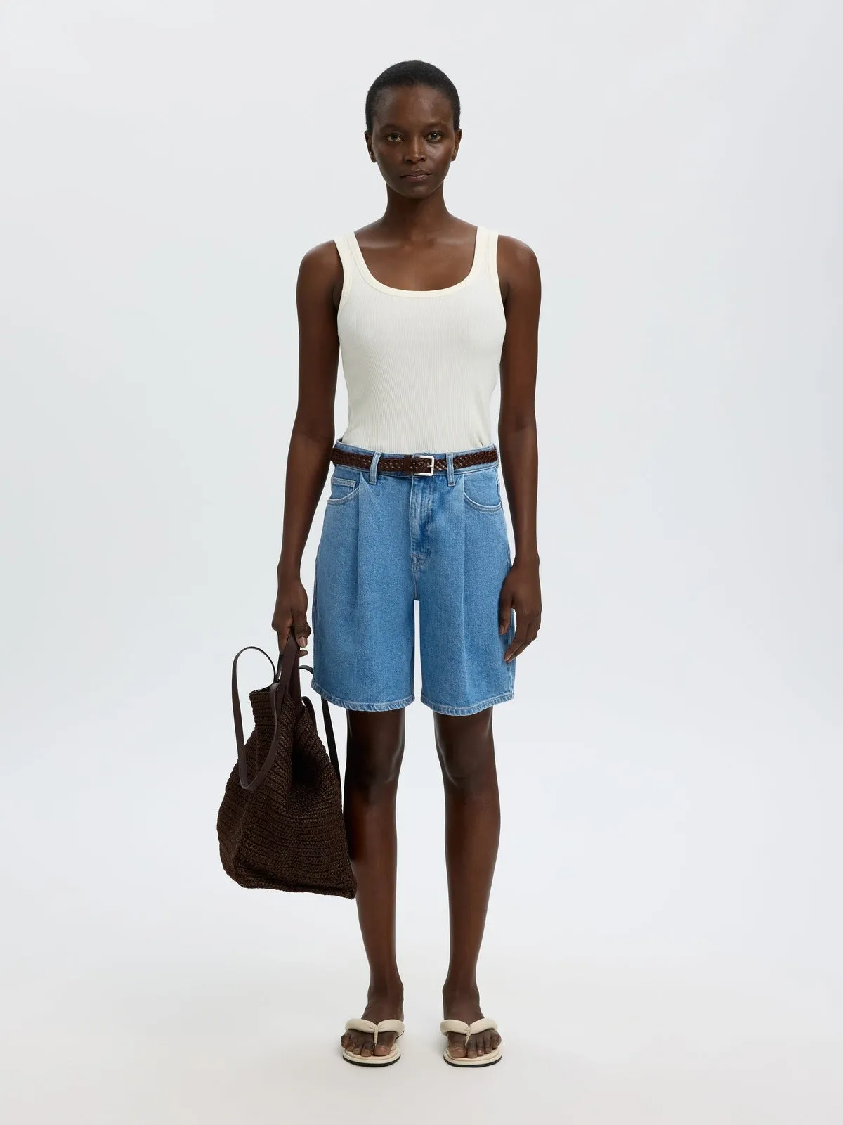 Wide merle denim shorts - Light Blue Denim sold by Brando product image thumbnail 4