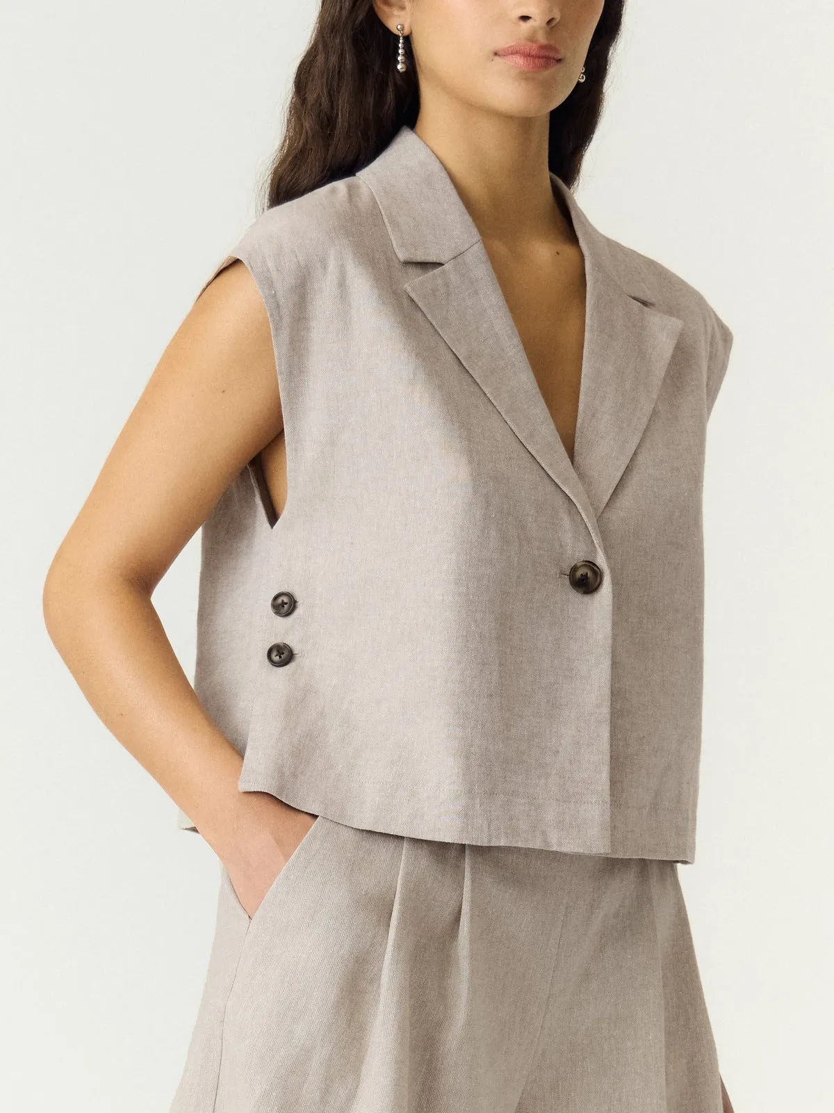 Usuma lin vest - white pepper sold by Brando product image thumbnail 4