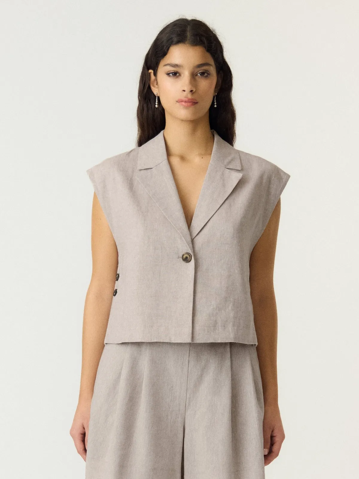 Usuma lin vest - white pepper sold by Brando product image thumbnail 3