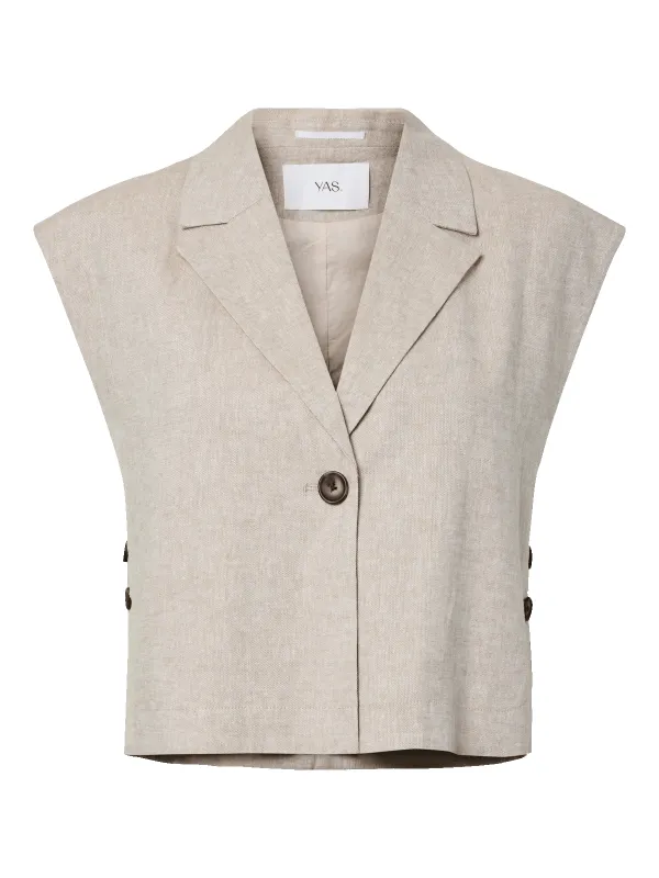 Usuma lin vest - white pepper made by YAS