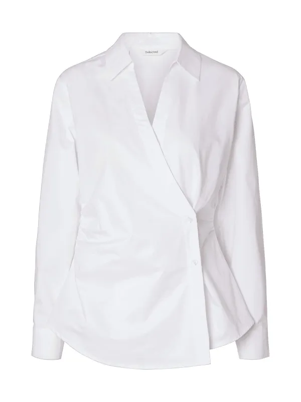 Fia fitted asymetric skjorte - bright white made by Selected