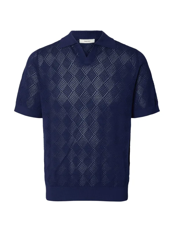 Arco knit polo skjorte - ocean cavern made by Selected