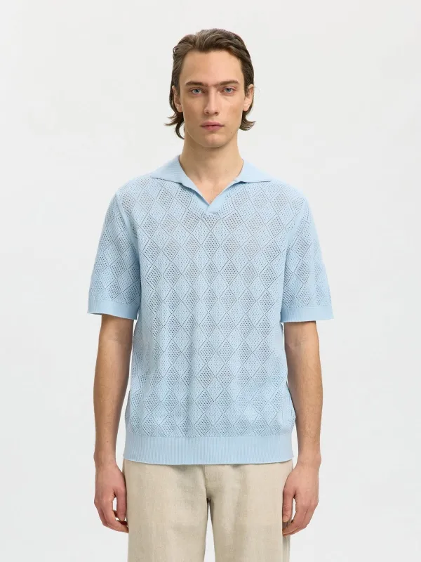 Arco knit polo skjorte - cashmere blue made by Selected
