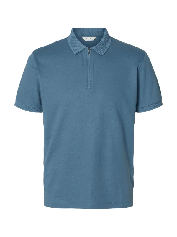 Fave zip polo - blue mirage made by Selected