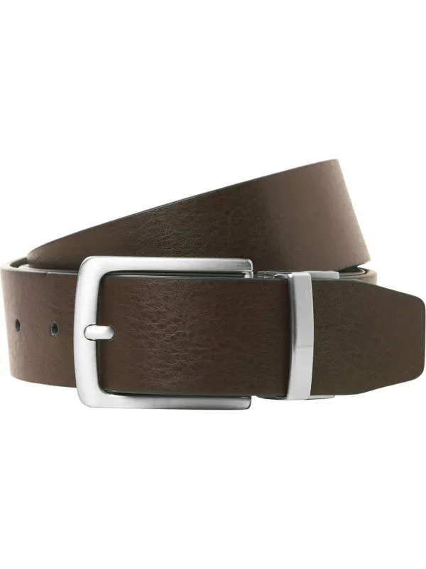 Jacrio reversible leather belt - black dark brown reversible made by Jack & Jones