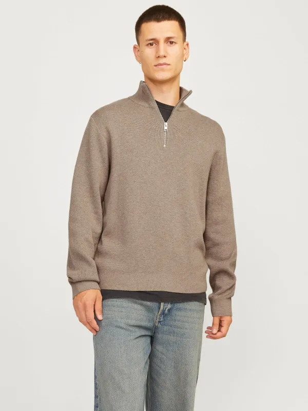 Milano half zip - greige melange made by Jack & Jones