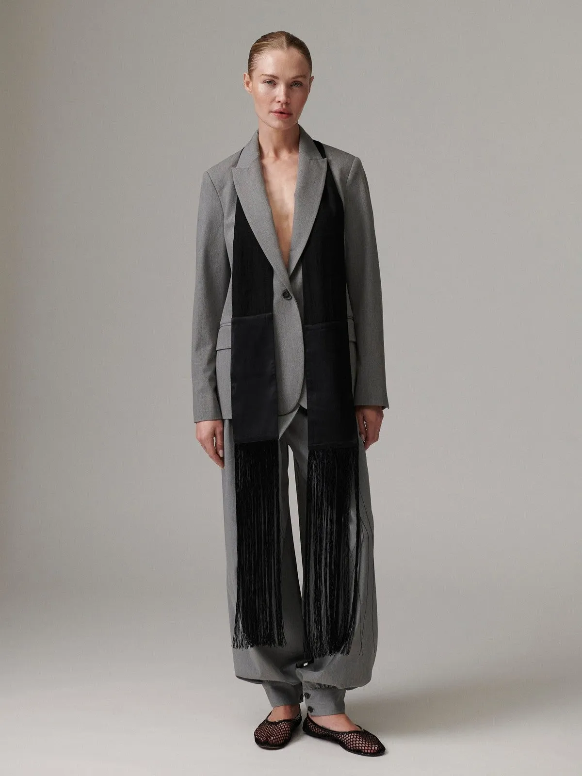 Hector classic gabardine blazer - medium grey melange sold by Brando product image thumbnail 4