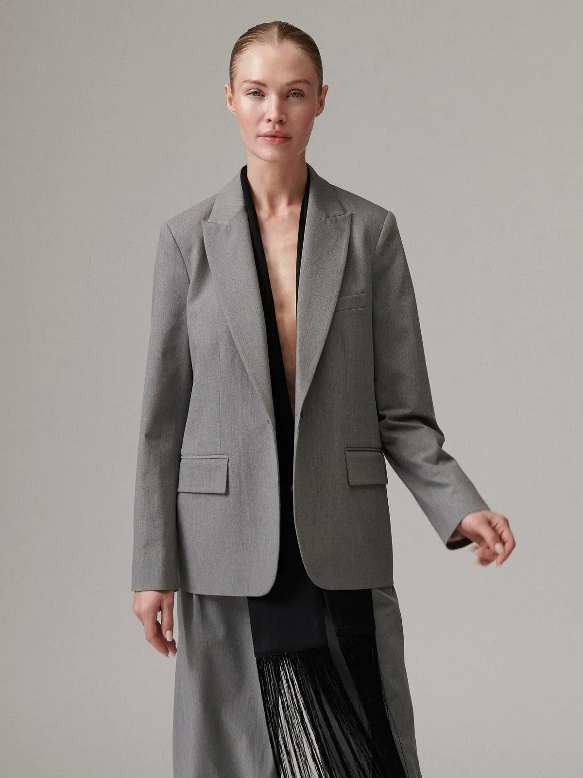 Hector classic gabardine blazer - medium grey melange sold by Brando product image thumbnail 2