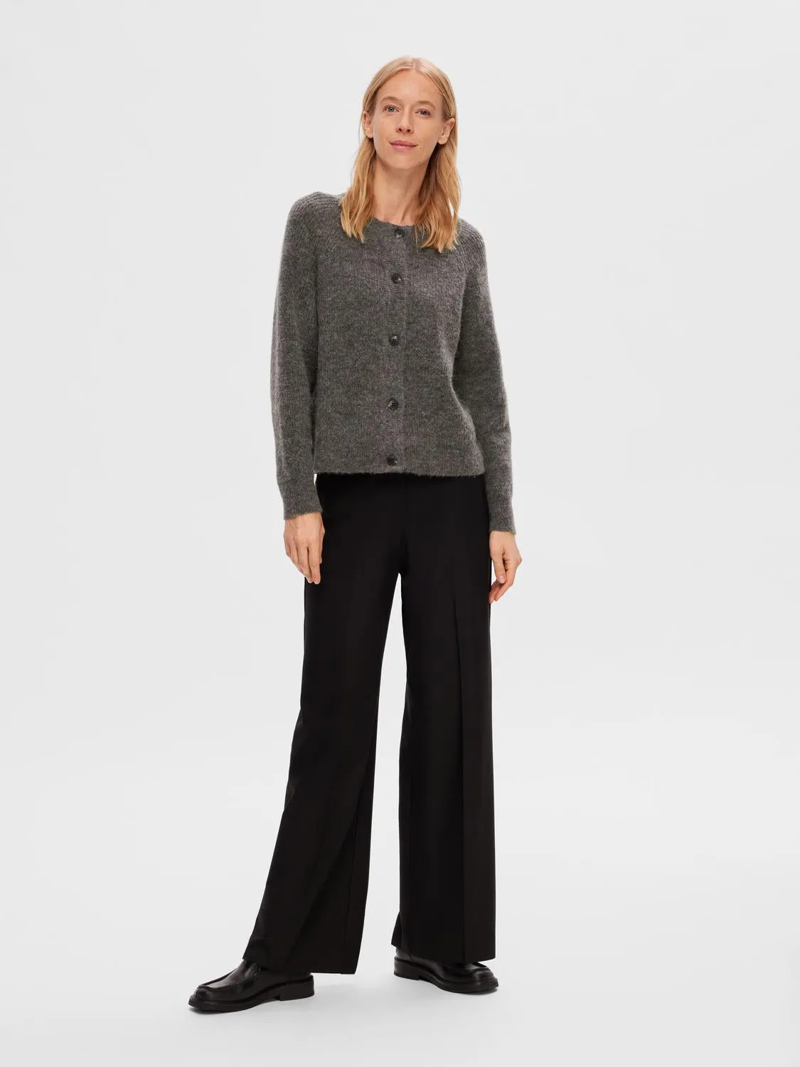 LULU KNIT SHORT CARDIGAN - Medium Grey Melange sold by Brando product image thumbnail 2