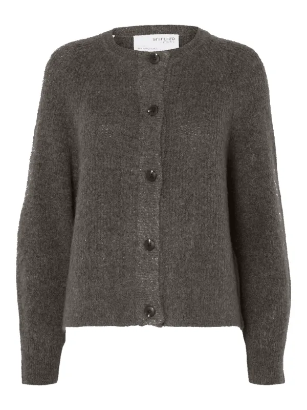LULU KNIT SHORT CARDIGAN - Medium Grey Melange sold by Brando