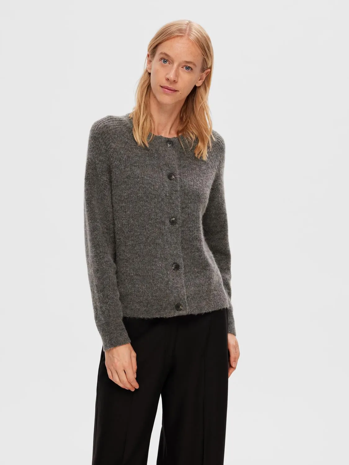 LULU KNIT SHORT CARDIGAN - Medium Grey Melange sold by Brando product image thumbnail 3