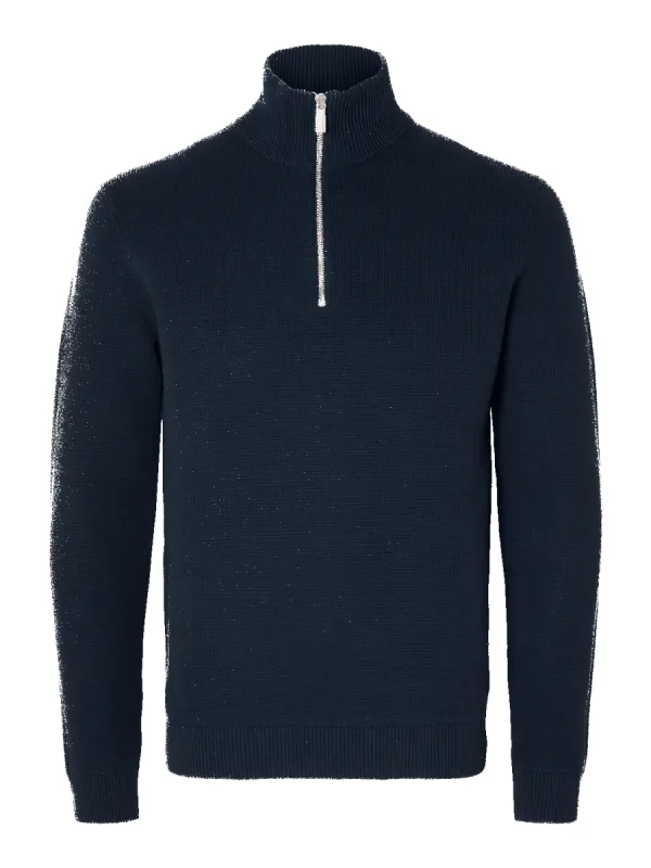 DANE KNIT STRUCTURE HALF ZIP GENSER - Sky Captain sold by Brando