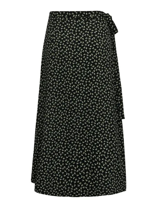Peony wrap skjørt- black/green sold by Brando