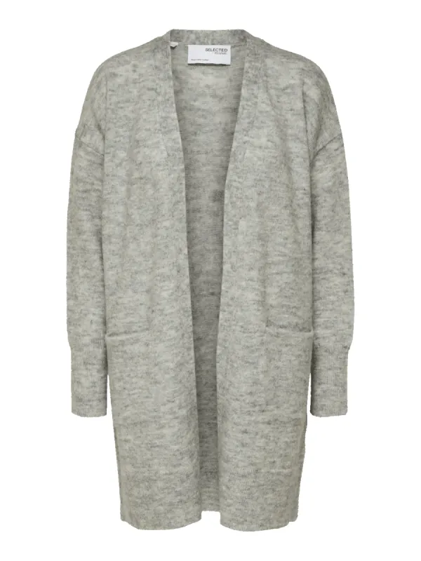 Lulu Long Cardigan - Light Grey Melange sold by Brando