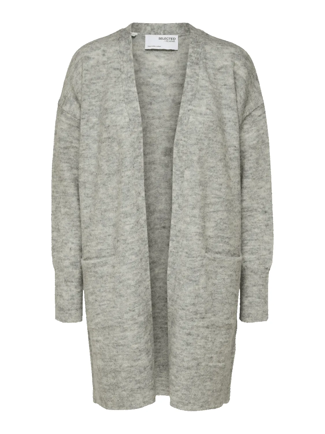 Lulu Long Cardigan - Light Grey Melange sold by Brando