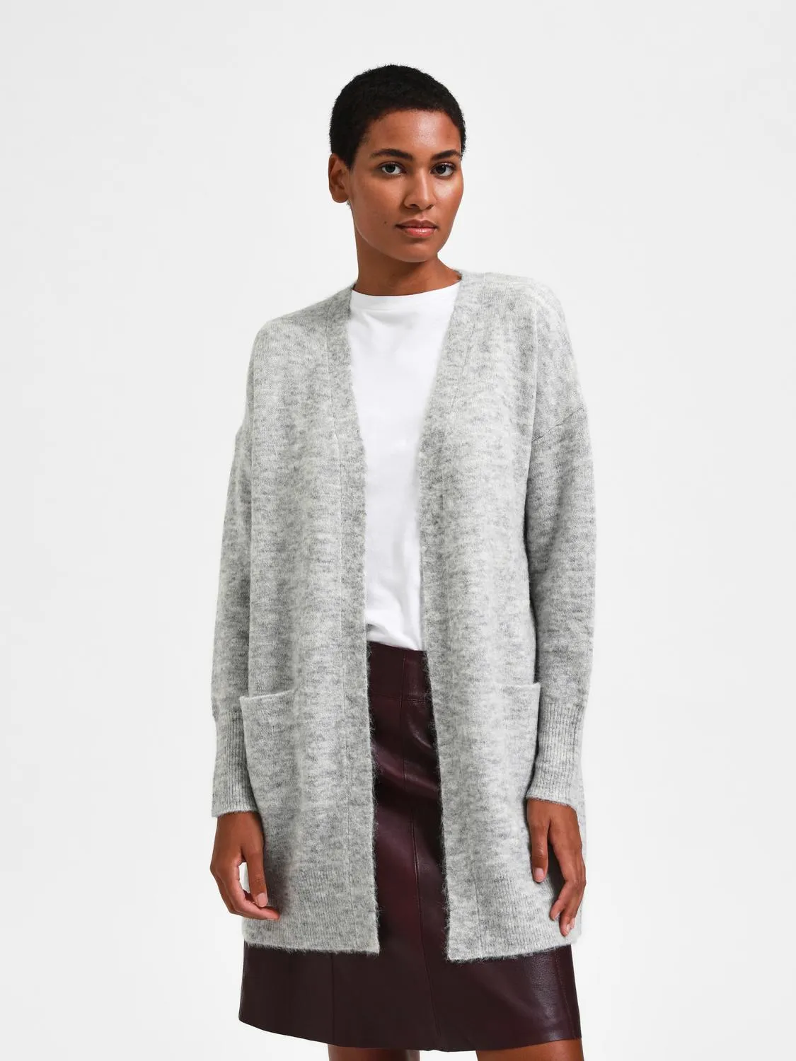 Lulu Long Cardigan - Light Grey Melange sold by Brando product image thumbnail 4
