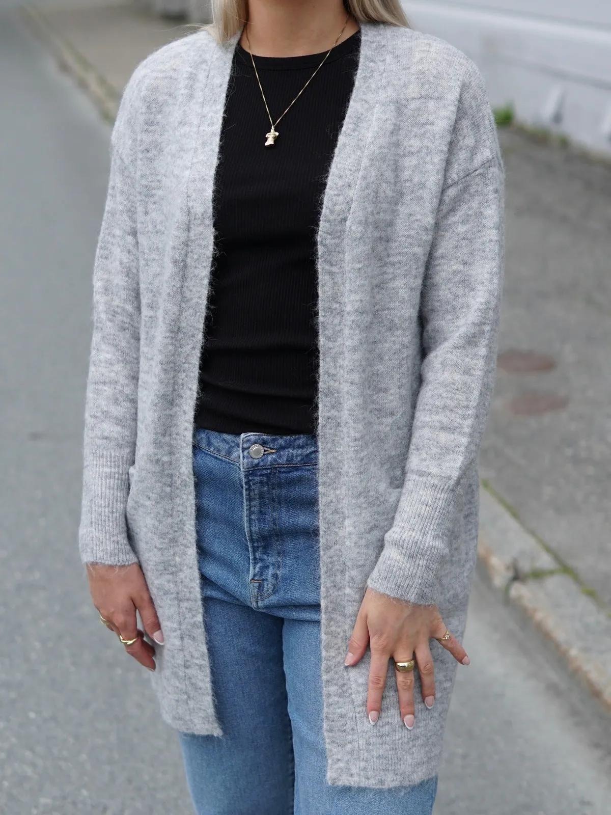 Lulu Long Cardigan - Light Grey Melange sold by Brando product image thumbnail 2