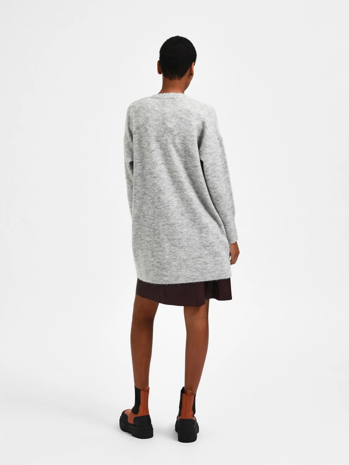 Lulu Long Cardigan - Light Grey Melange sold by Brando product image thumbnail 5