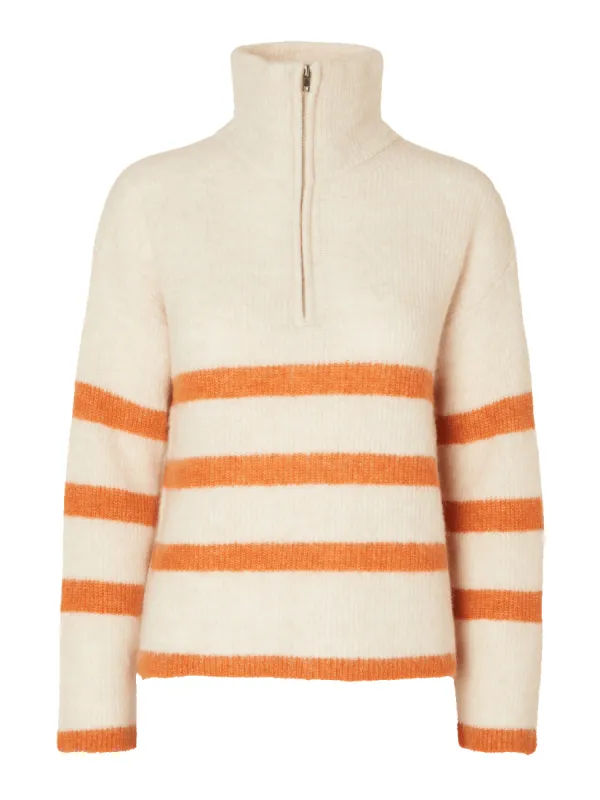MALINE KNIT HALF ZIP GENSER - Birch sold by Brando