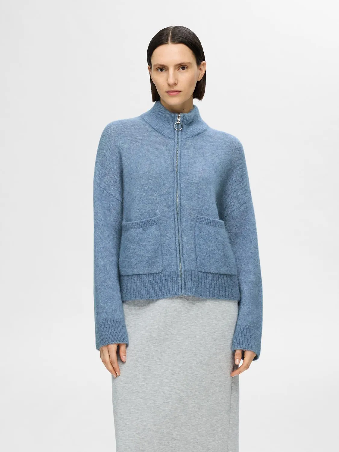 SIA KNIT ZIPPER CARDIGAN - Endless Sky sold by Brando product image thumbnail 4