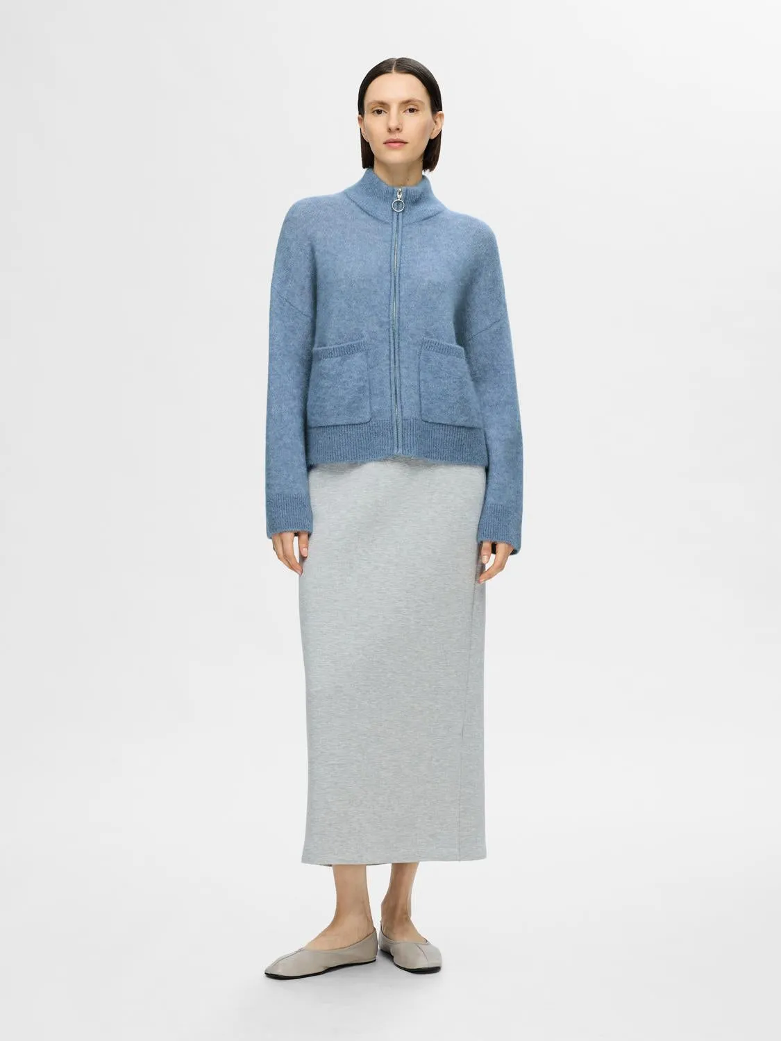 SIA KNIT ZIPPER CARDIGAN - Endless Sky sold by Brando product image thumbnail 3