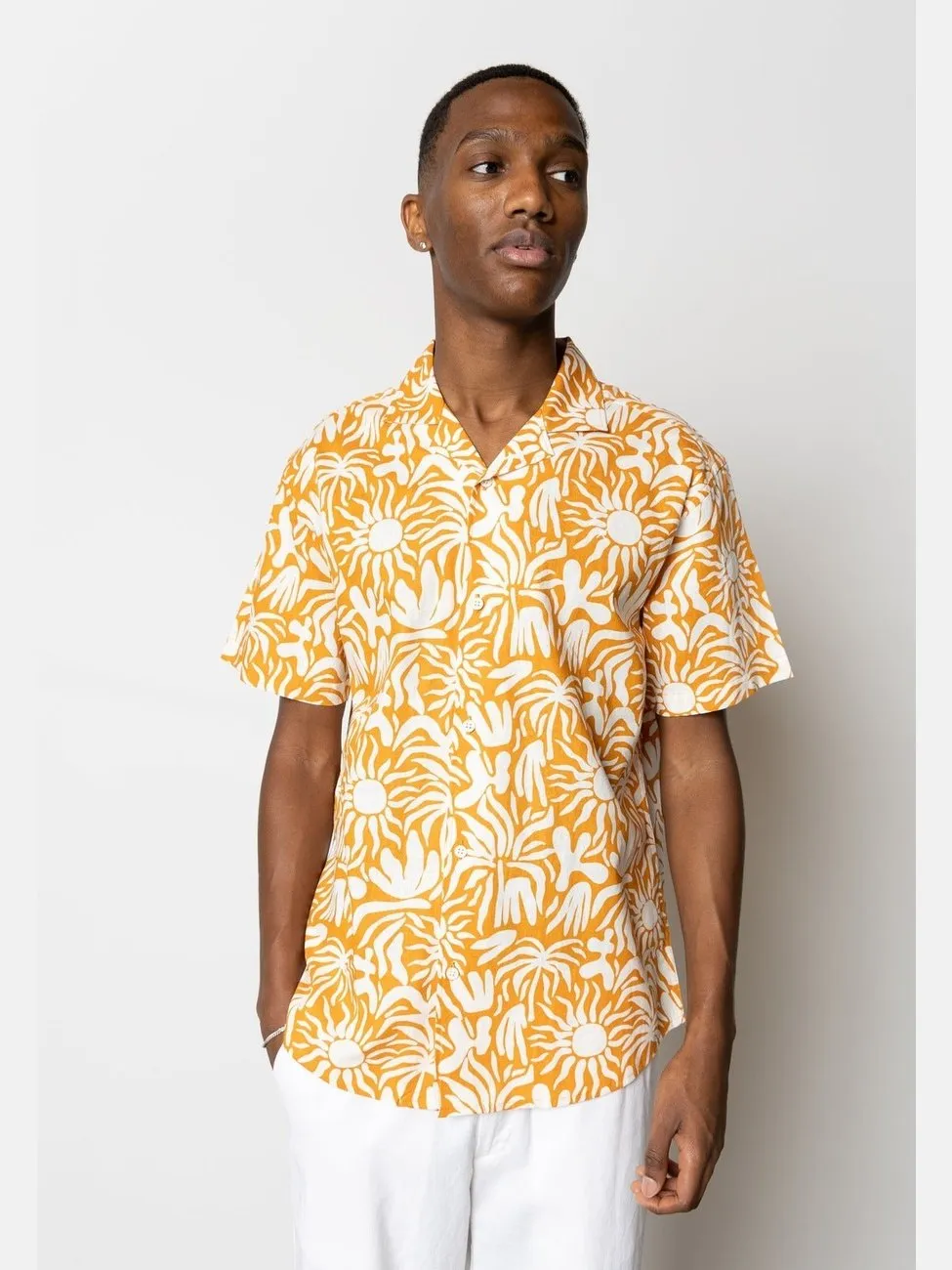 Bowling noam bomull lin skjorte - orange/ecru sold by Brando product image thumbnail 3