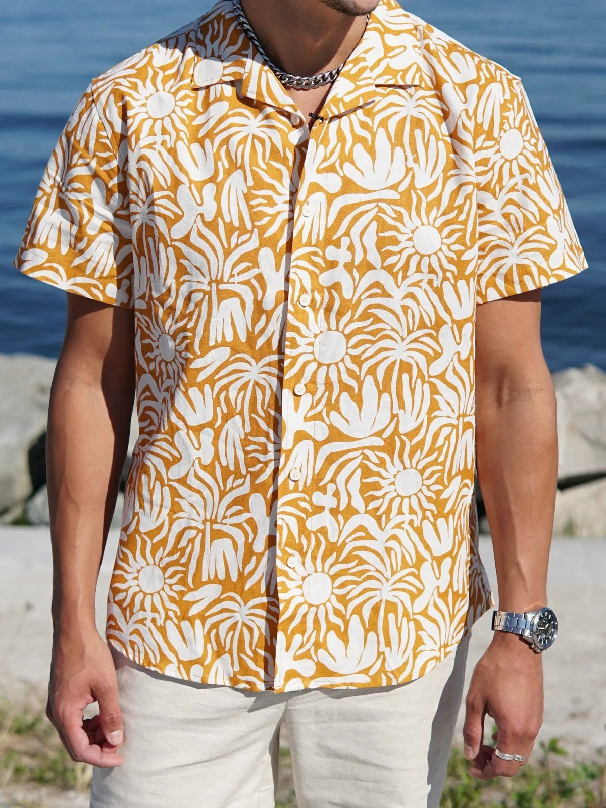 Bowling noam bomull lin skjorte - orange/ecru sold by Brando product image thumbnail 2