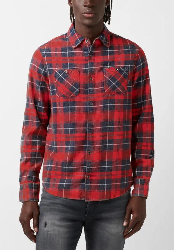 Sibani Men’s Long-Sleeve Shirt in Orange Black Plaid - BM24169 sold by Buffalo Jeans