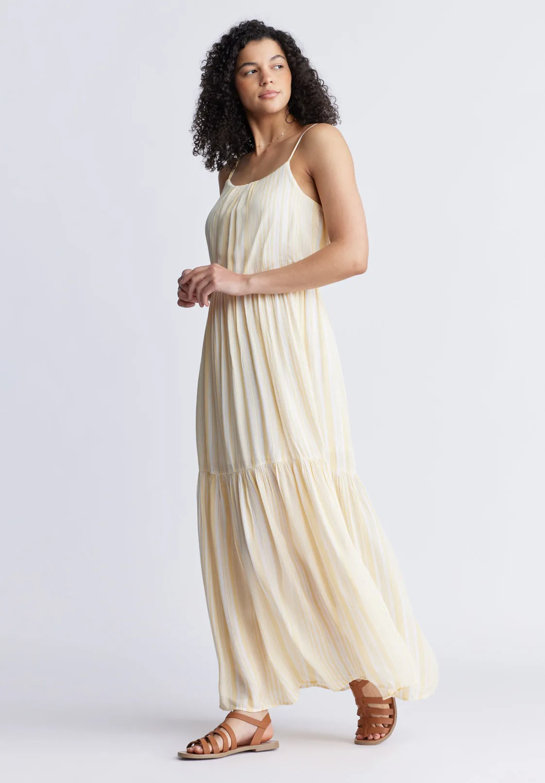 Assisi Women's Maxi Tiered Striped Dress, White and Yellow - WD0048S sold by Buffalo Jeans product image thumbnail 4