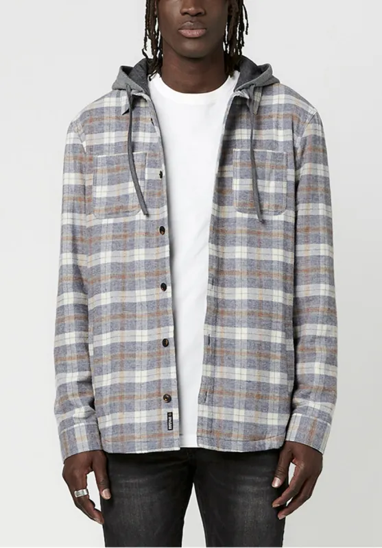 Sacket Men's Hoodie Shacket in Grey White Plaid - BM23662 sold by Buffalo Jeans