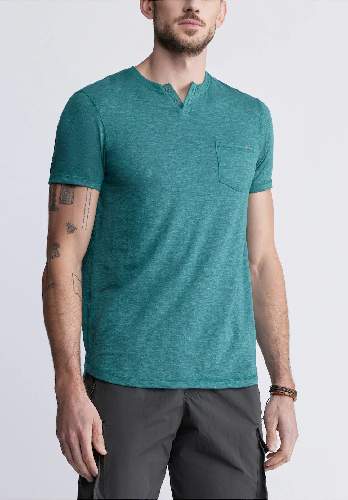 Kadyo Men's Pocket Henley Top in Aventurine Green - BM24345 sold by Buffalo Jeans