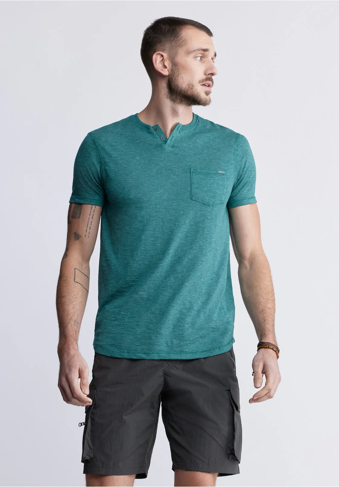 Kadyo Men's Pocket Henley Top in Aventurine Green - BM24345 sold by Buffalo Jeans product image thumbnail 2
