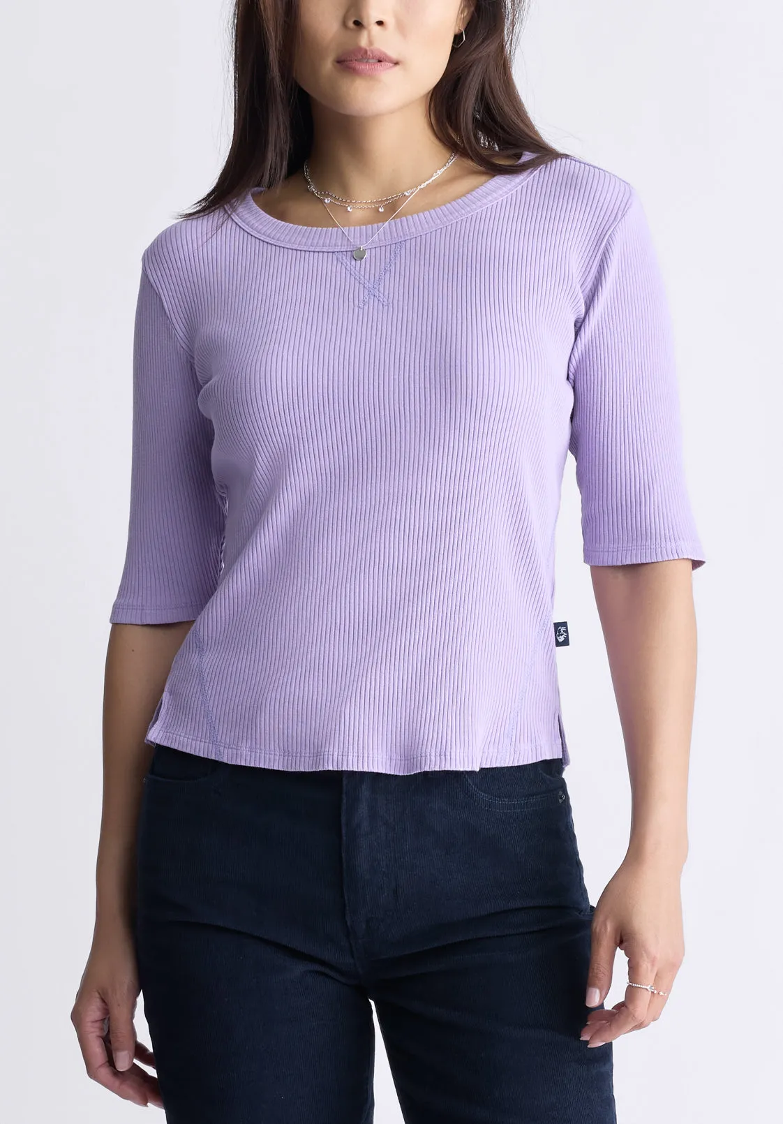 Tabbey Women's Elbow-Length Sleeve Ribbed Top, Purple - KT0152F sold by Buffalo Jeans