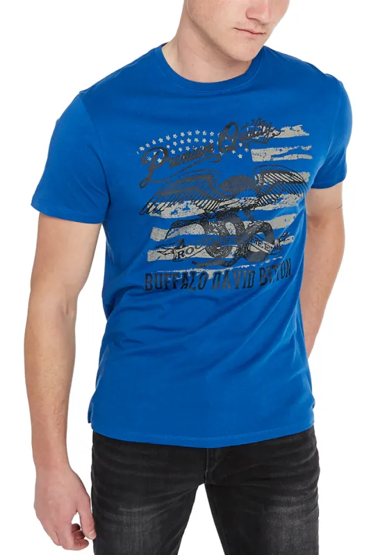 Tijersey Men's Flag Print T-Shirt in Blue - BM23316 sold by Buffalo Jeans