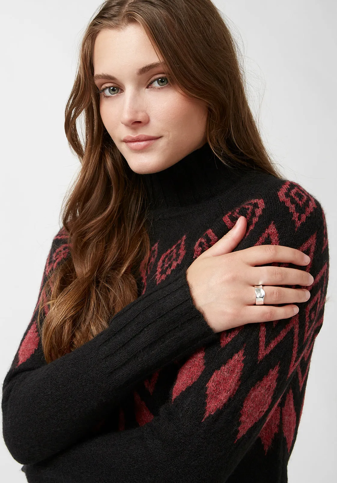 Massima Women's Long Sleeve Mock Neck Sweater Dress in Black - SD0001H sold by Buffalo Jeans product image thumbnail 4