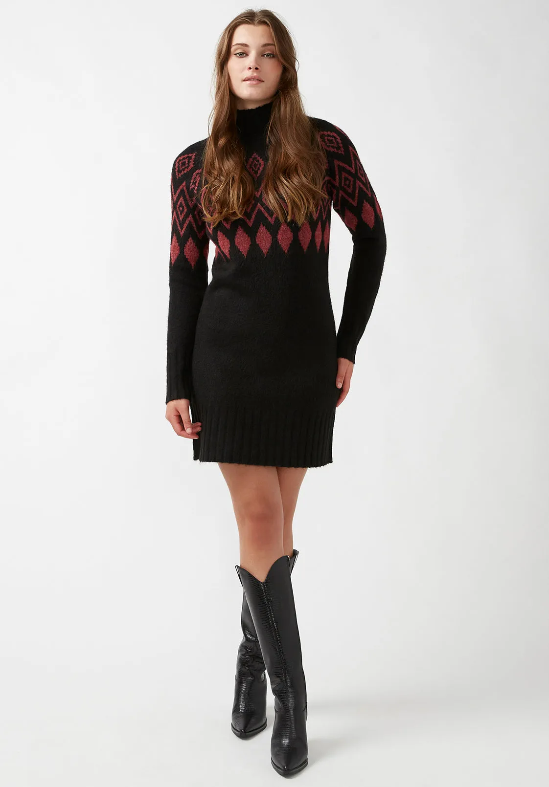 Massima Women's Long Sleeve Mock Neck Sweater Dress in Black - SD0001H sold by Buffalo Jeans product image thumbnail 3