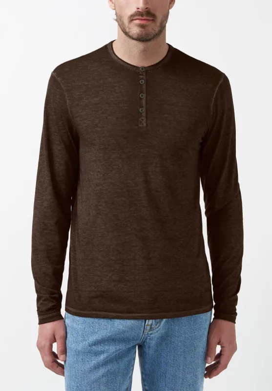 Kaduk Men's Long-Sleeve Henley Top in Brown - BM24041 sold by Buffalo Jeans
