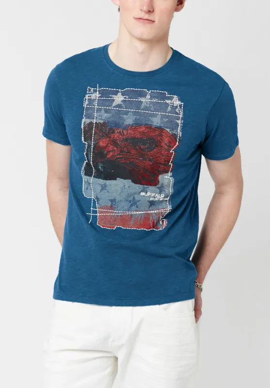 Tuca Americana Men's Flag T-Shirt in Blue - BM23763 made by Buffalo Jeans