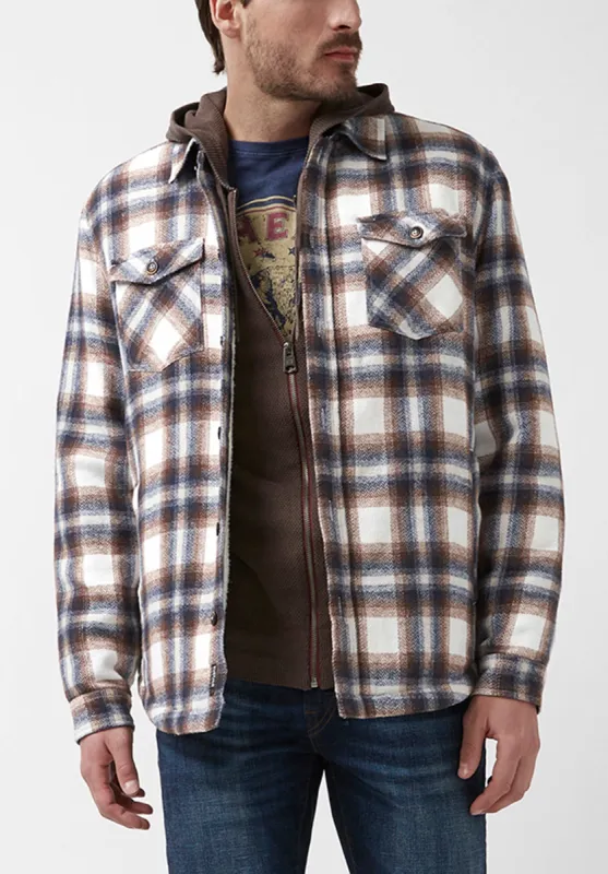 Jagig Men’s Shacket in Brown & Milk Plaid - BM24157 sold by Buffalo Jeans