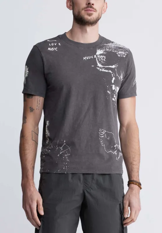 Tupeck Men's Short Sleeve Graphic T-shirt, Dark Grey - BM24330 made by Buffalo David Bitton
