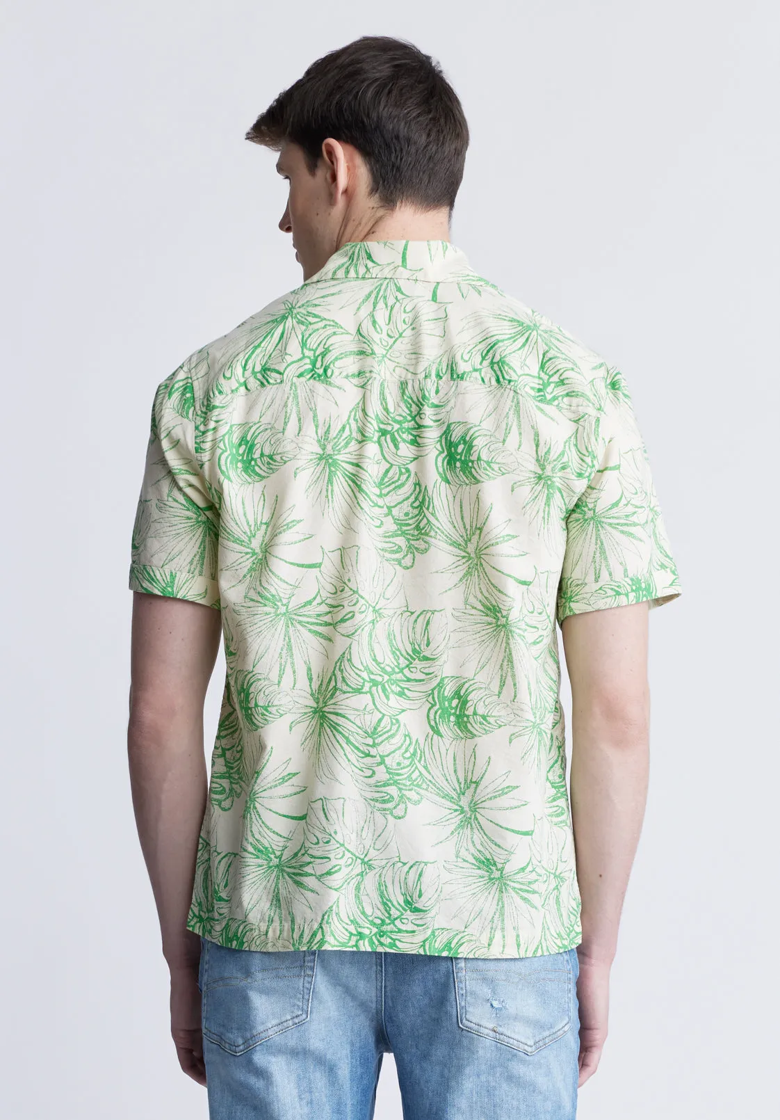 Suresh Men's Short Sleeve Camp Shirt, Beige with Green Print - BM24293 sold by Buffalo Jeans product image thumbnail 4