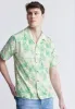 Suresh Men's Short Sleeve Camp Shirt, Beige with Green Print - BM24293 sold by Buffalo Jeans