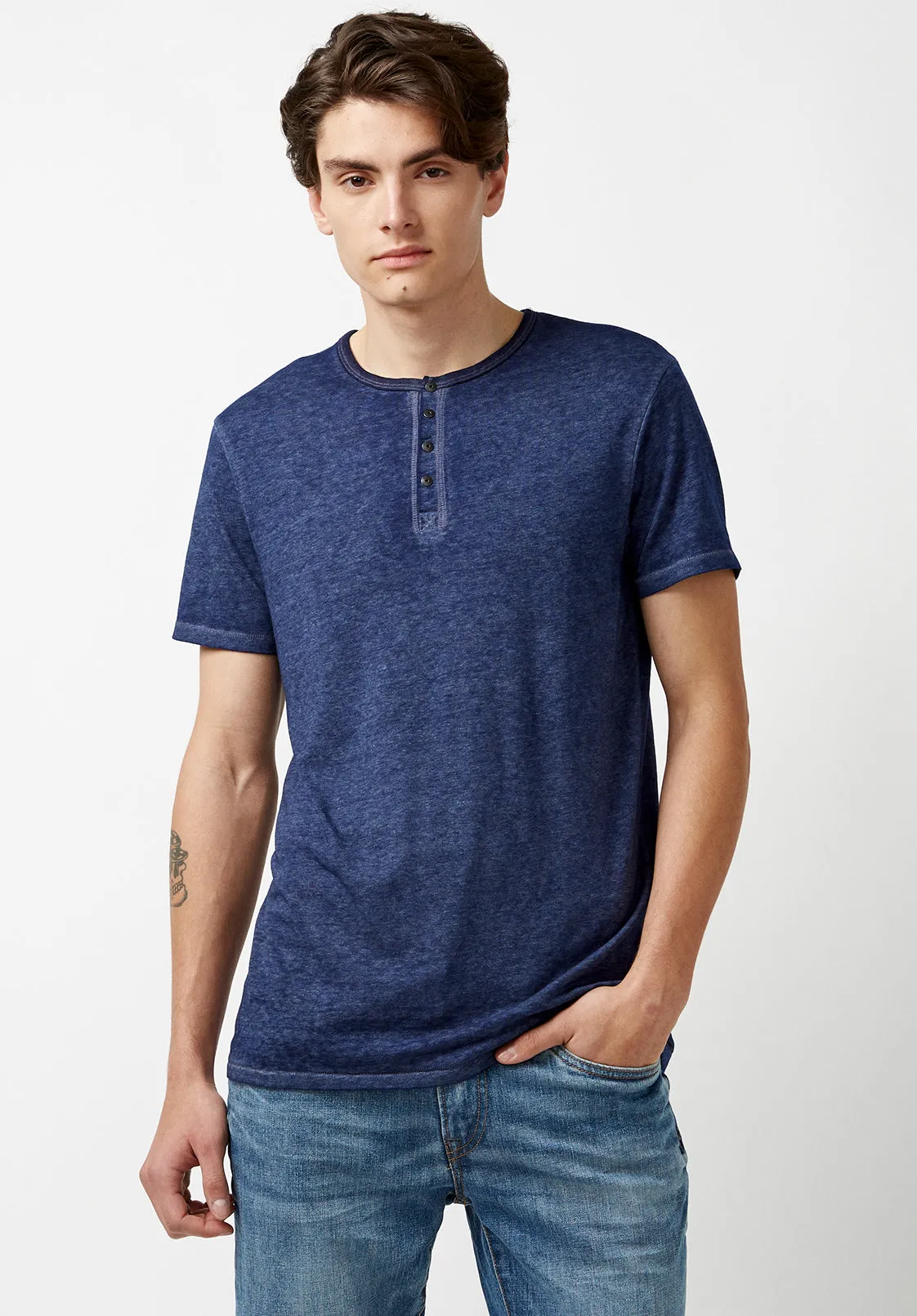 Kasum Buttoned Henley Men's T-Shirt in Dark Blue - BM21411 sold by Buffalo Jeans product image thumbnail 5