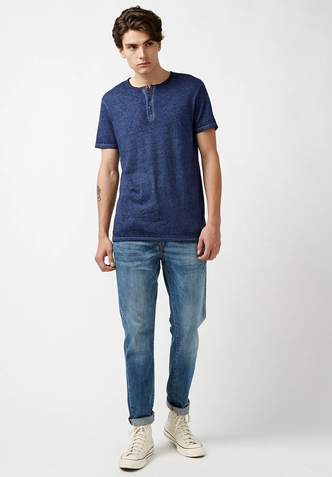 Kasum Buttoned Henley Men's T-Shirt in Dark Blue - BM21411 sold by Buffalo Jeans product image thumbnail 3