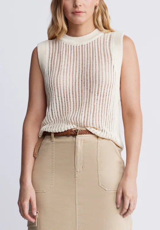Syden Women’s Openwork Knit Tank Top in Off-White - SW0060P sold by Buffalo Jeans