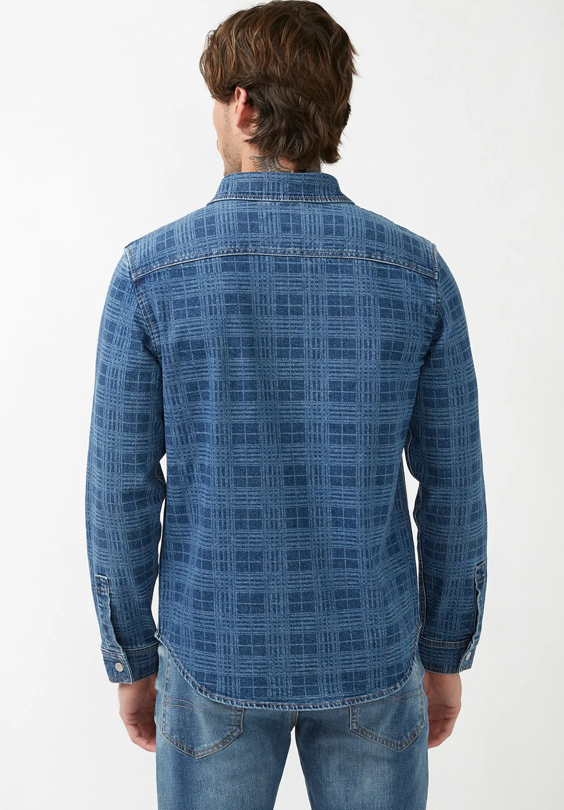 Shane Men's Long-Sleeve Denim Shirt in Indigo Plaid - BM22937 sold by Buffalo Jeans product image thumbnail 3