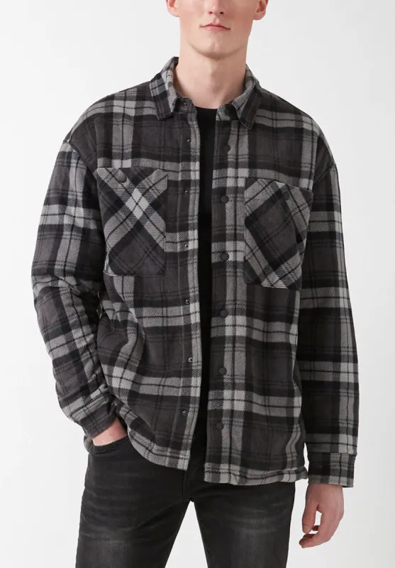 Sandis Fleece Shacket in Black Plaid - BPM14426 sold by Buffalo Jeans